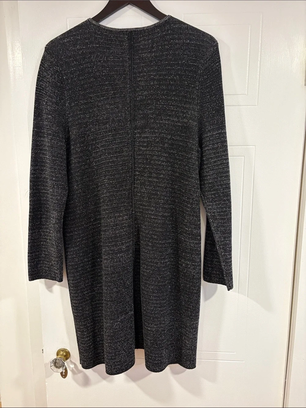 Talbots Black Marled Zip-Front Cardigan